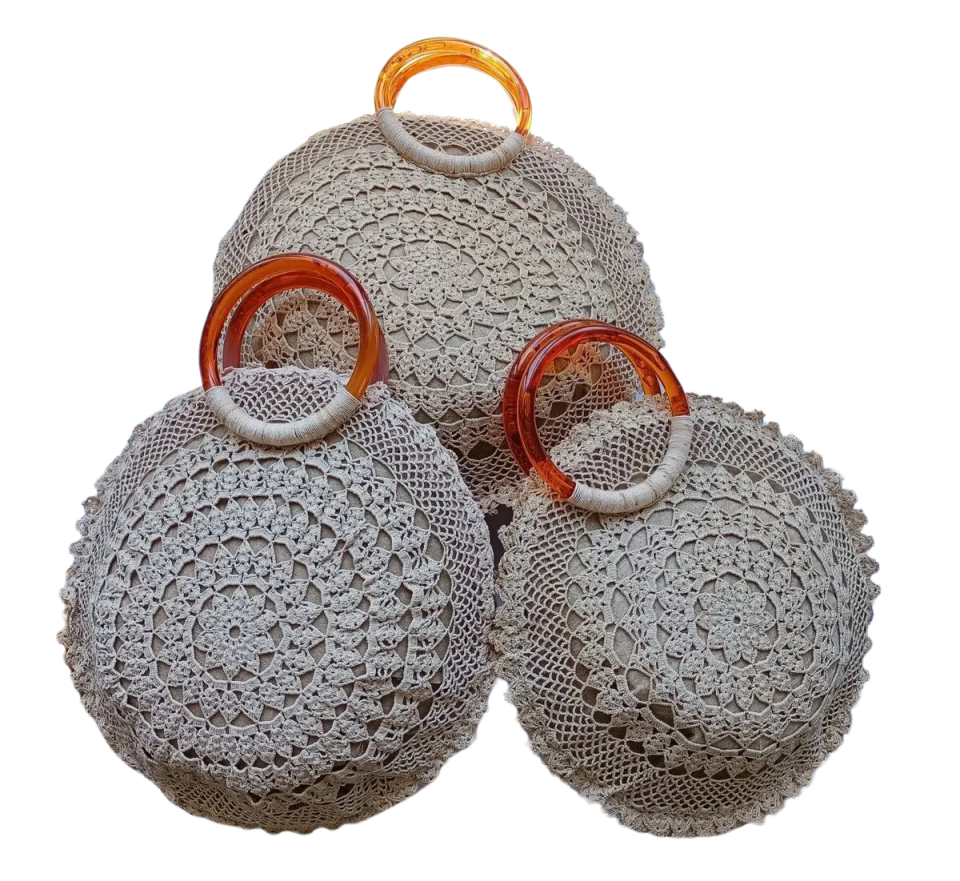 El İşi Astarlı Dantel Bombe Çanta