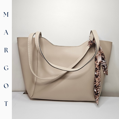 Minimalist Fularlı Tote Çanta