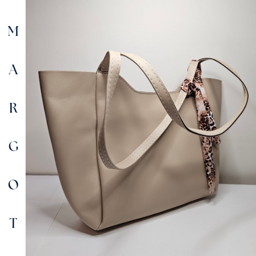 Minimalist Fularlı Tote Çanta