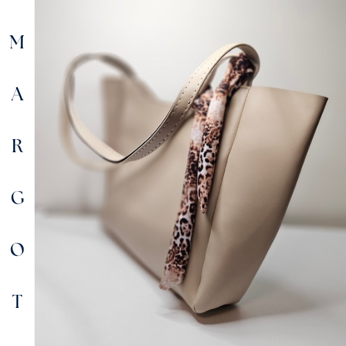 Minimalist Fularlı Tote Çanta