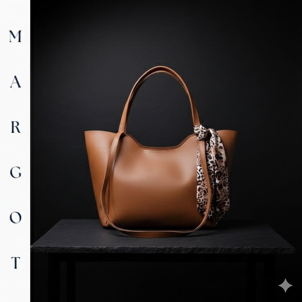 Minimalist Fularlı Tote Çanta