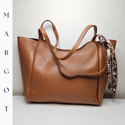 Minimalist Fularlı Tote Çanta