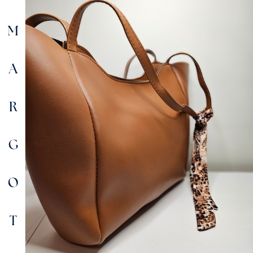 Minimalist Fularlı Tote Çanta