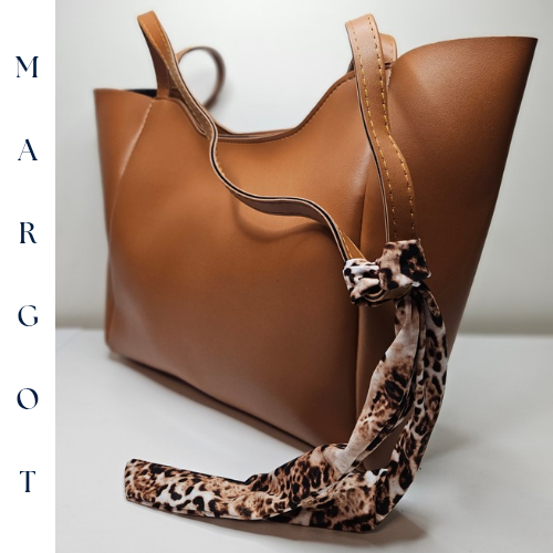 Minimalist Fularlı Tote Çanta