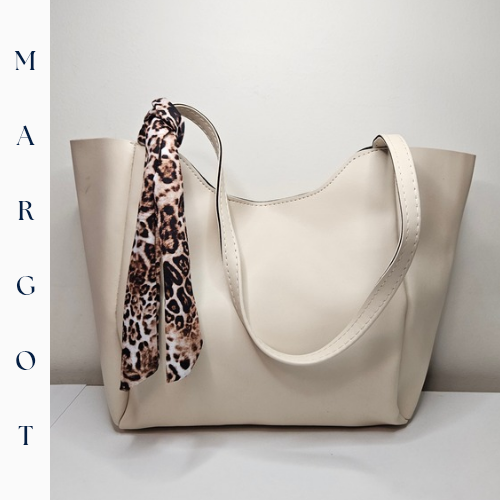 Minimalist Fularlı Tote Çanta