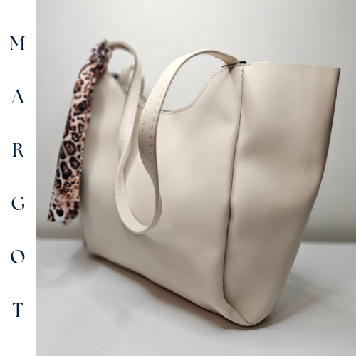 Minimalist Fularlı Tote Çanta